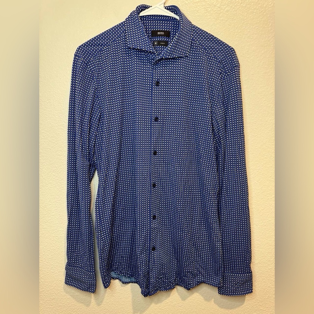 Boss‎ Hugo Boss Men's Slim Fit in Print Finest Italian Fabric Shirt Size 15.5